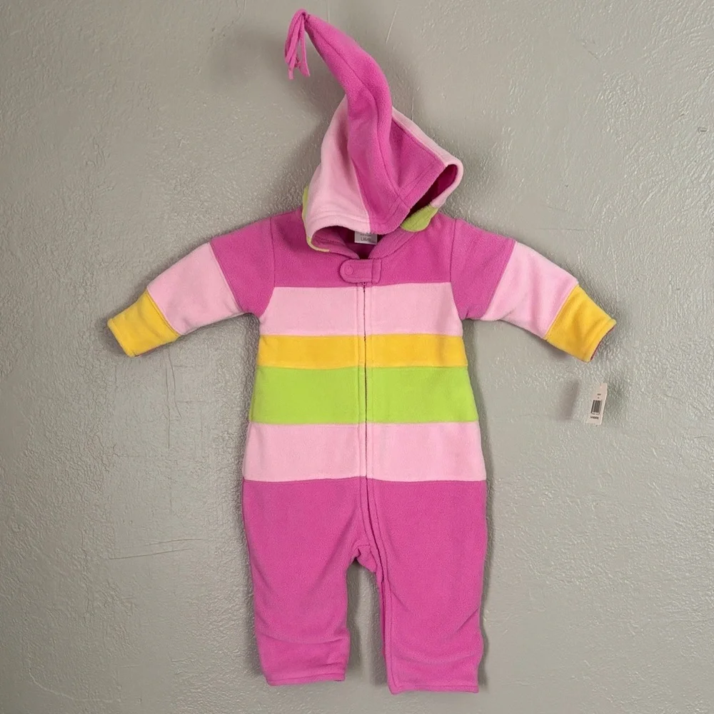 Vintage OshKosh B’gosh Hooded Fleece Baby Girls Winter Snowsuit 6-9 Months Pink